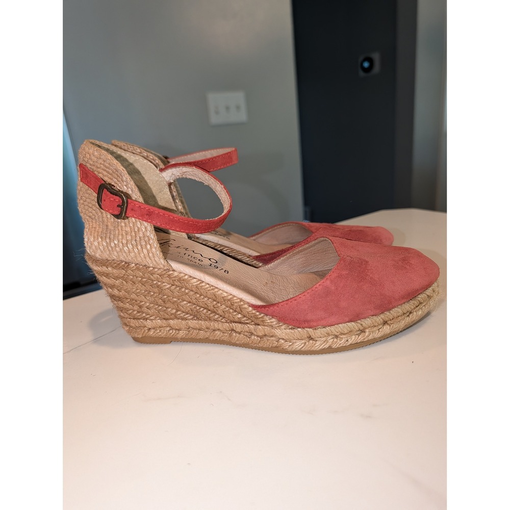 Gaimo Coral Suede Espadrille Wedge Sandals EU 38 Ankle Strap Coastal Boho
